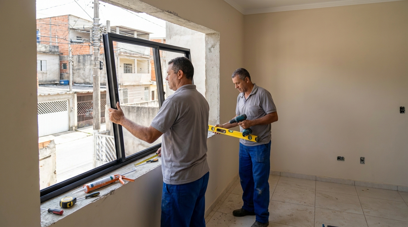 Esquadria de alumínio com vista para rua em Aparecida de Goiânia-GO