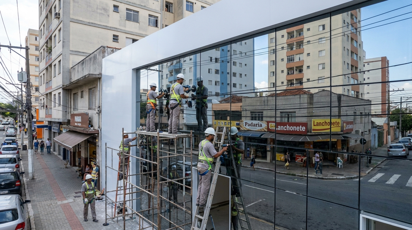 Fachada espelhada em esquina em Aparecida de Goiânia-GO
